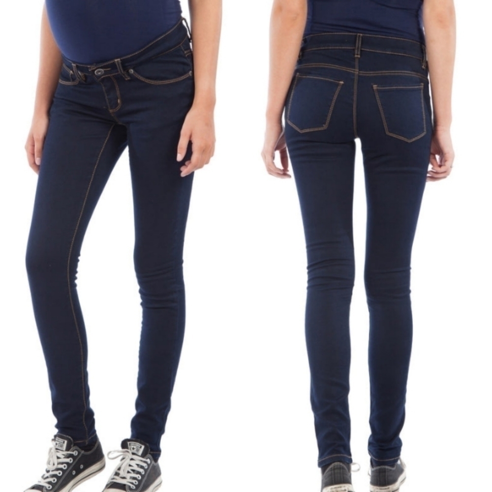 Modern Eternity Skinny Maternity Jeans 28‎ 6 small dark blue stretch over bump